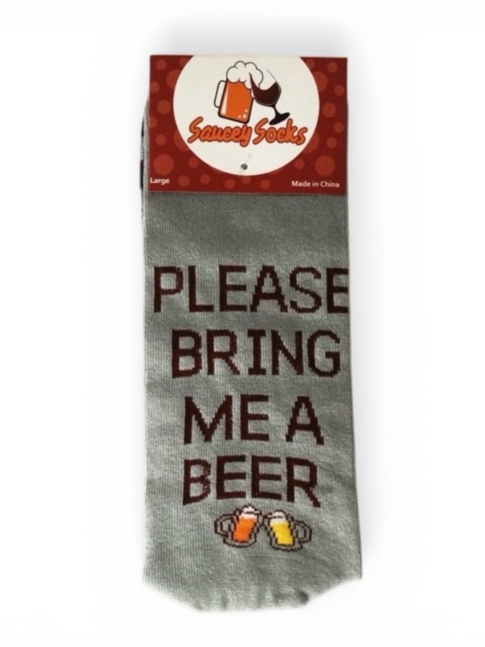 Saucey Socks “Please Bring Me a Beer” Knee‑High Socks – Funny Beer Gift – Size L - Picture 7 of 14